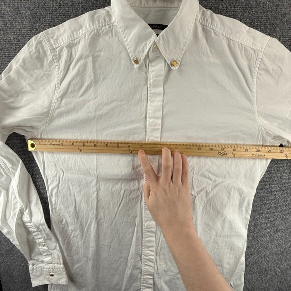 Gucci Italy Slim Fit White Button Up Shirt Size 16 Long Sleeve Hidden Buttons - Picture 5 of 16